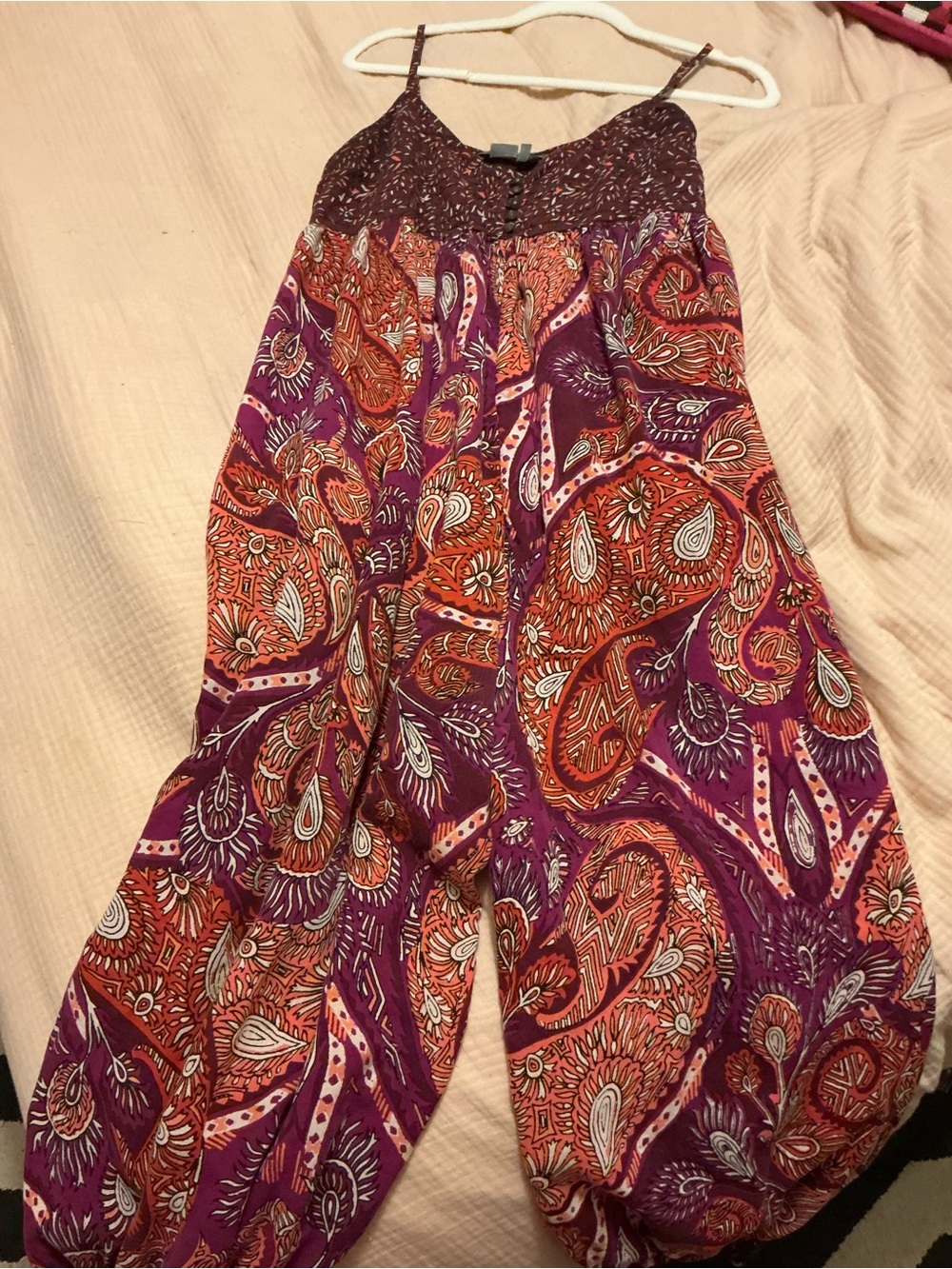 Boho Paisley Spaghetti Strap Maxi Dress in Plum and Rust